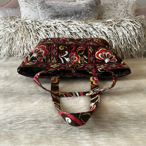 VERA BRADLEY Puccini Tic Tac Tote 2008 Toggle Close 2 Handles Brown Yellow Y2K - Picture 7 of 11